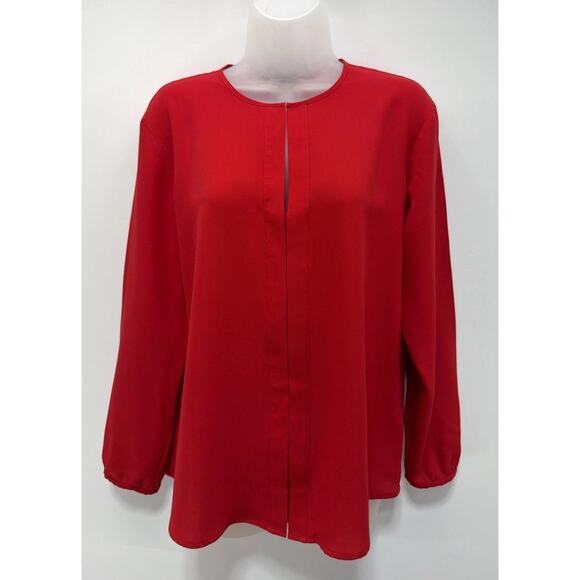 LAUREN RALPH LAUREN red polyester blouse long sleeve size L - Picture 1 of 8